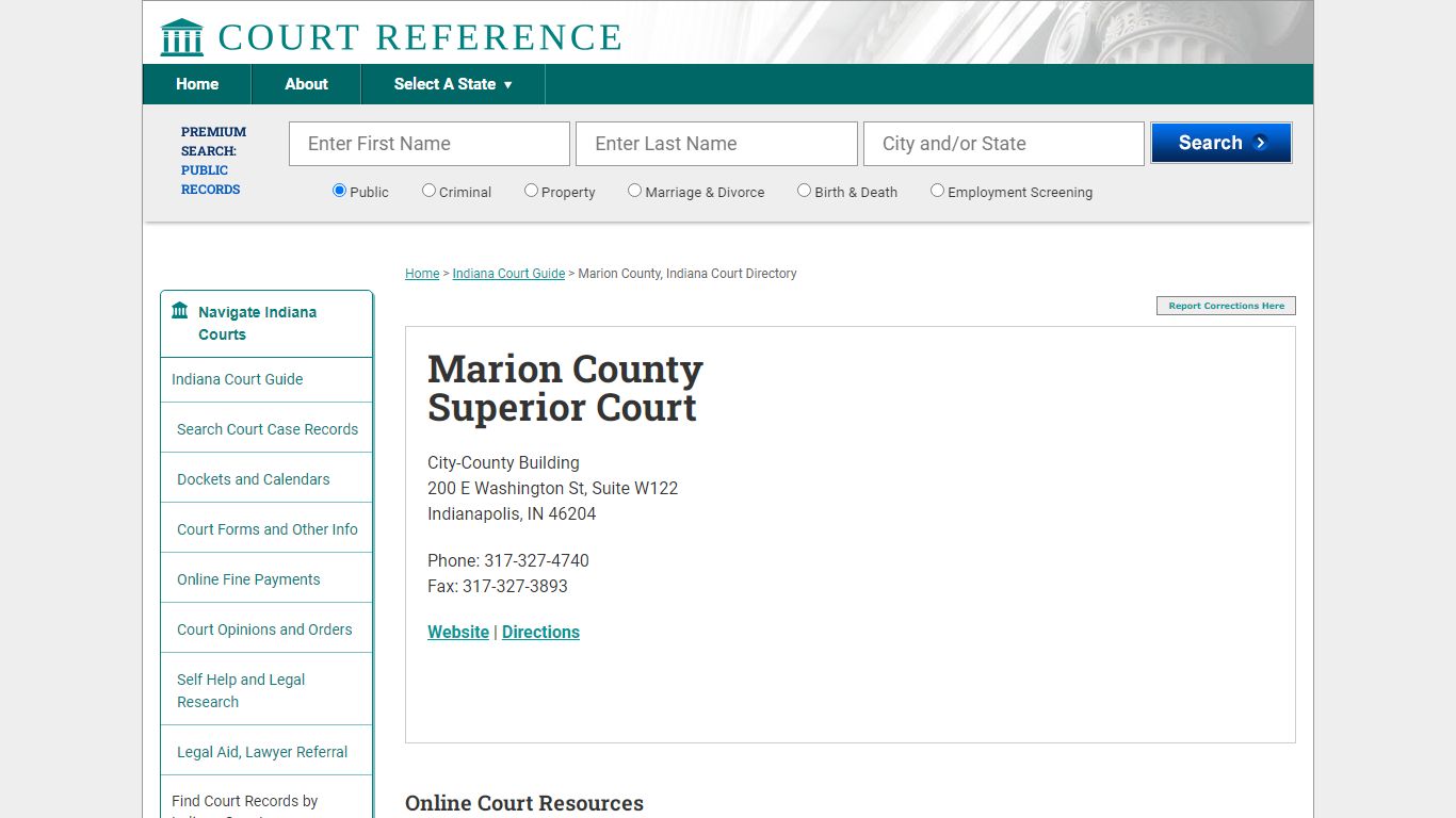 Marion County Superior Court - Court Records Directory